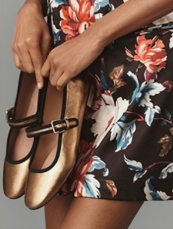 Shoes - Maeve Bronze Mary Jane Flats.